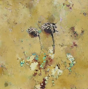Contemporary Irish painting of Artichoke Flowers in semi-abstract style