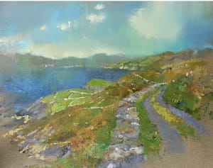 oil painting of kerry landscape with road by the sea